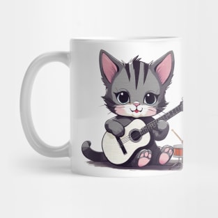 cute kitten playing the guitar with a cute little mouse playing the drum Mug